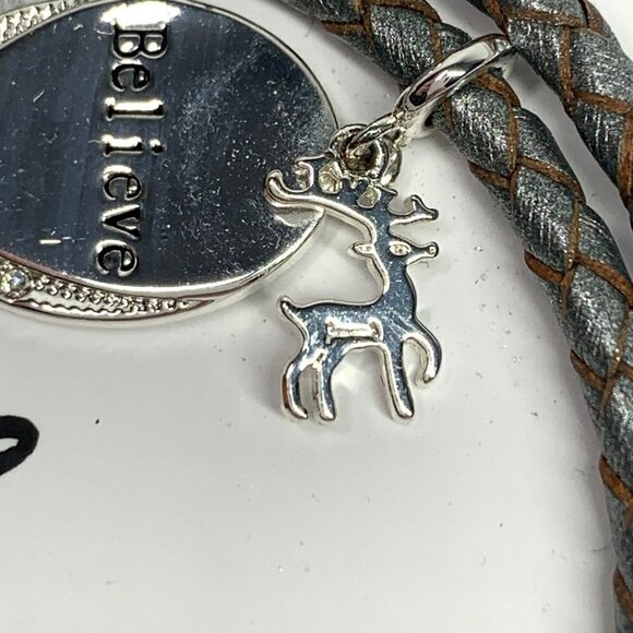 Belk She Believed She Could Braided Wrap Charm Bracelet w/Deer Charm Silver NIB - Picture 4 of 6